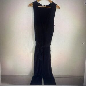 Dex Jumpsuit Black Sparkle Sleeveless Cross Front Straight Leg Party Size L